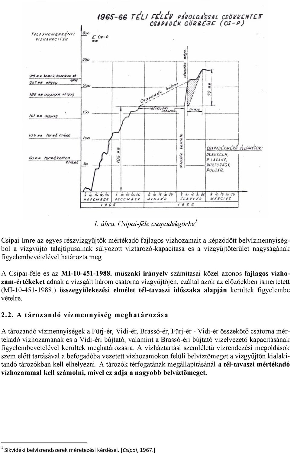 vízgyűjtőterület nagyságának figyelembevételével határozta meg. A Csipai-féle és az MI-10-451-1988.