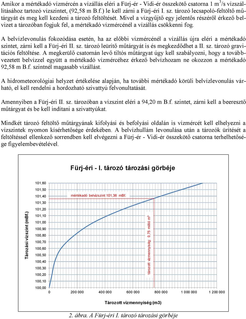 Mivel a vízgyűjtő egy jelentős részéről érkező belvizet a tározóban fogjuk fel, a mértékadó vízmércénél a vízállás csökkenni fog.