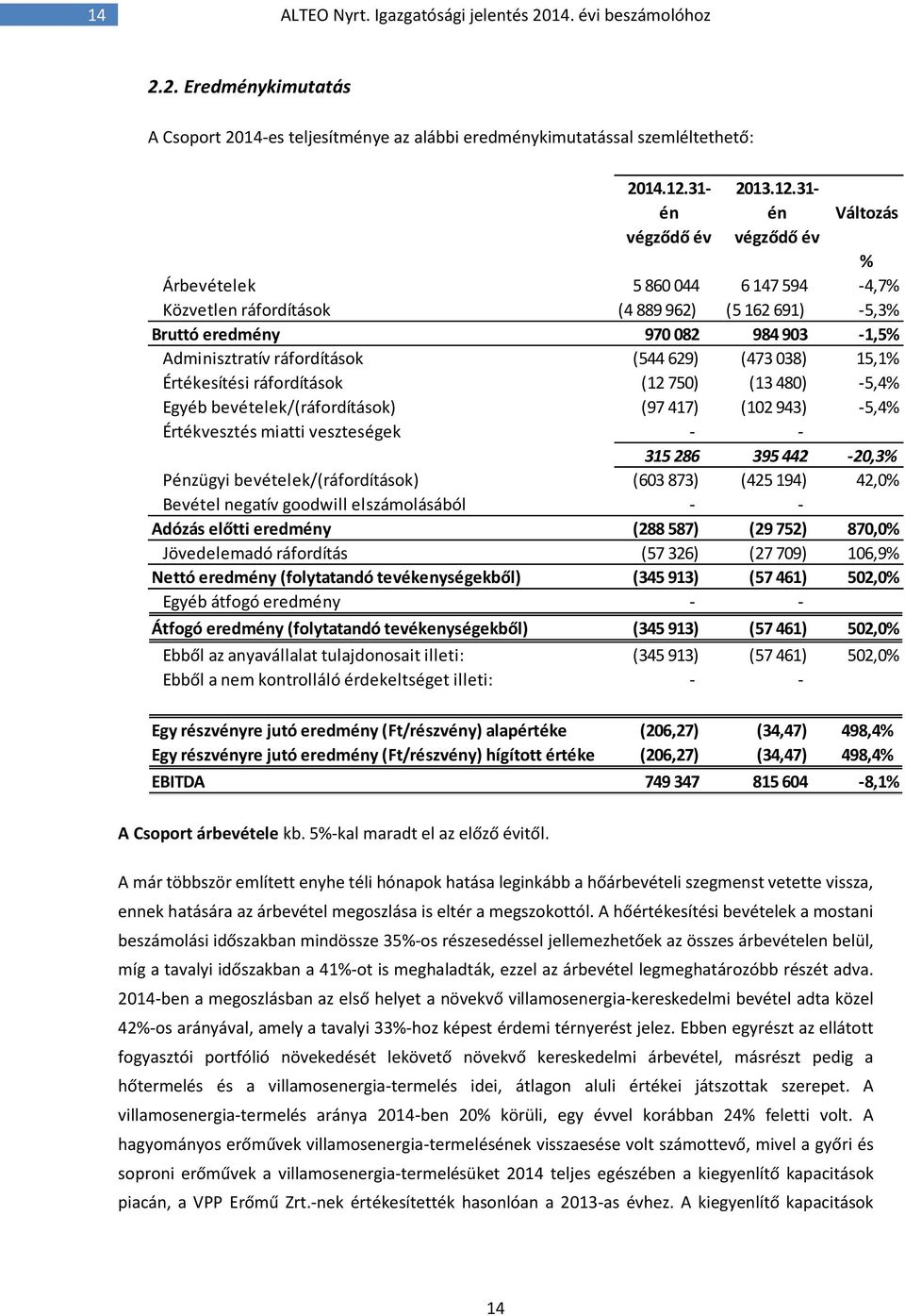 31- én végződő év 2013.12.