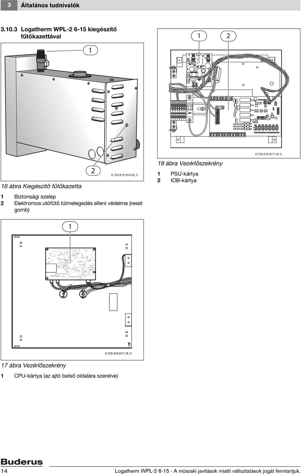 2 6 720 615 974-22.1I 18 ábra Vezérlőszekrény 1 PSU-kártya 2 IOB-kártya 1 6 720 616 817-16.