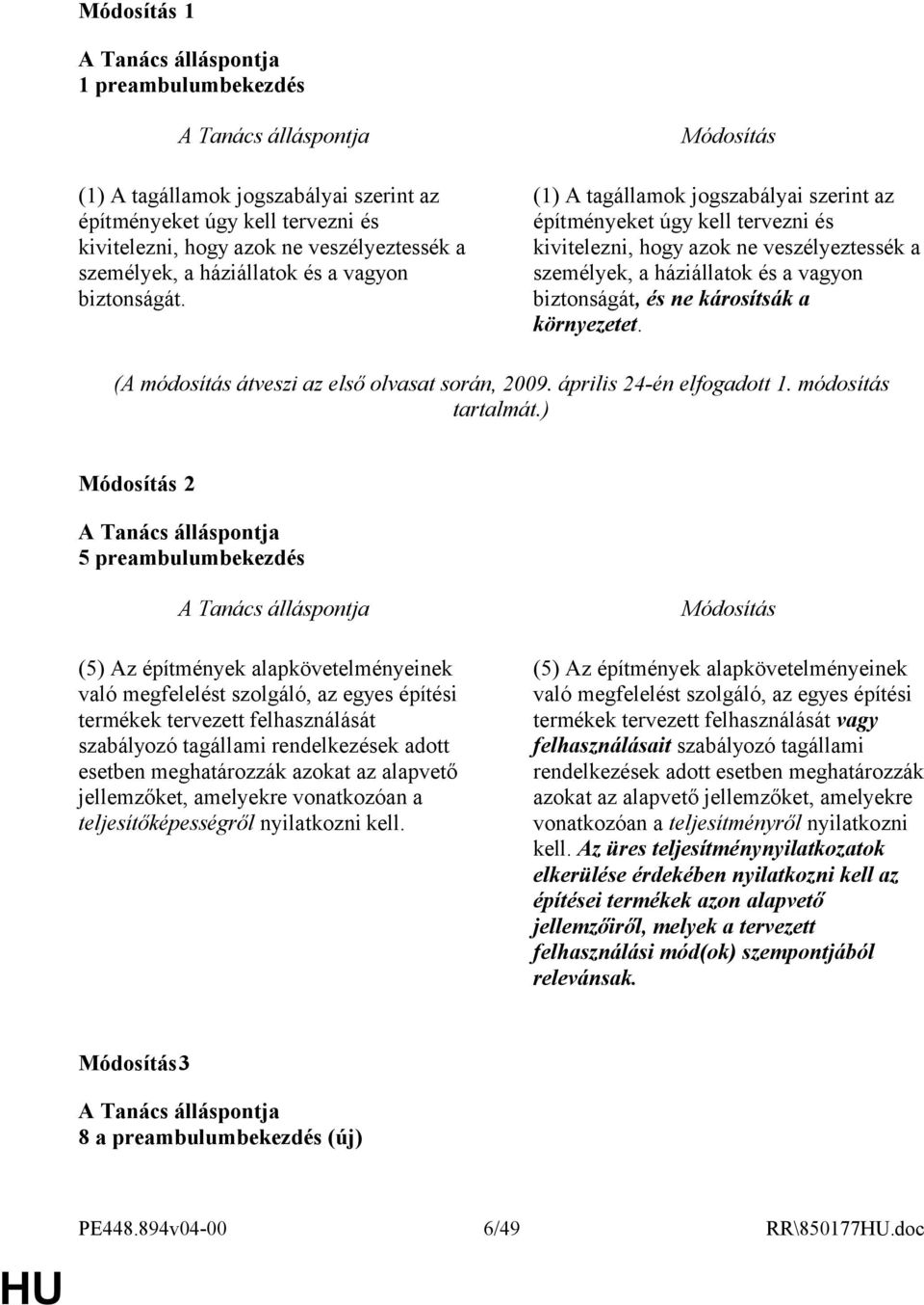 (A módosítás átveszi az első olvasat során, 2009. április 24-én elfogadott 1. módosítás tartalmát.
