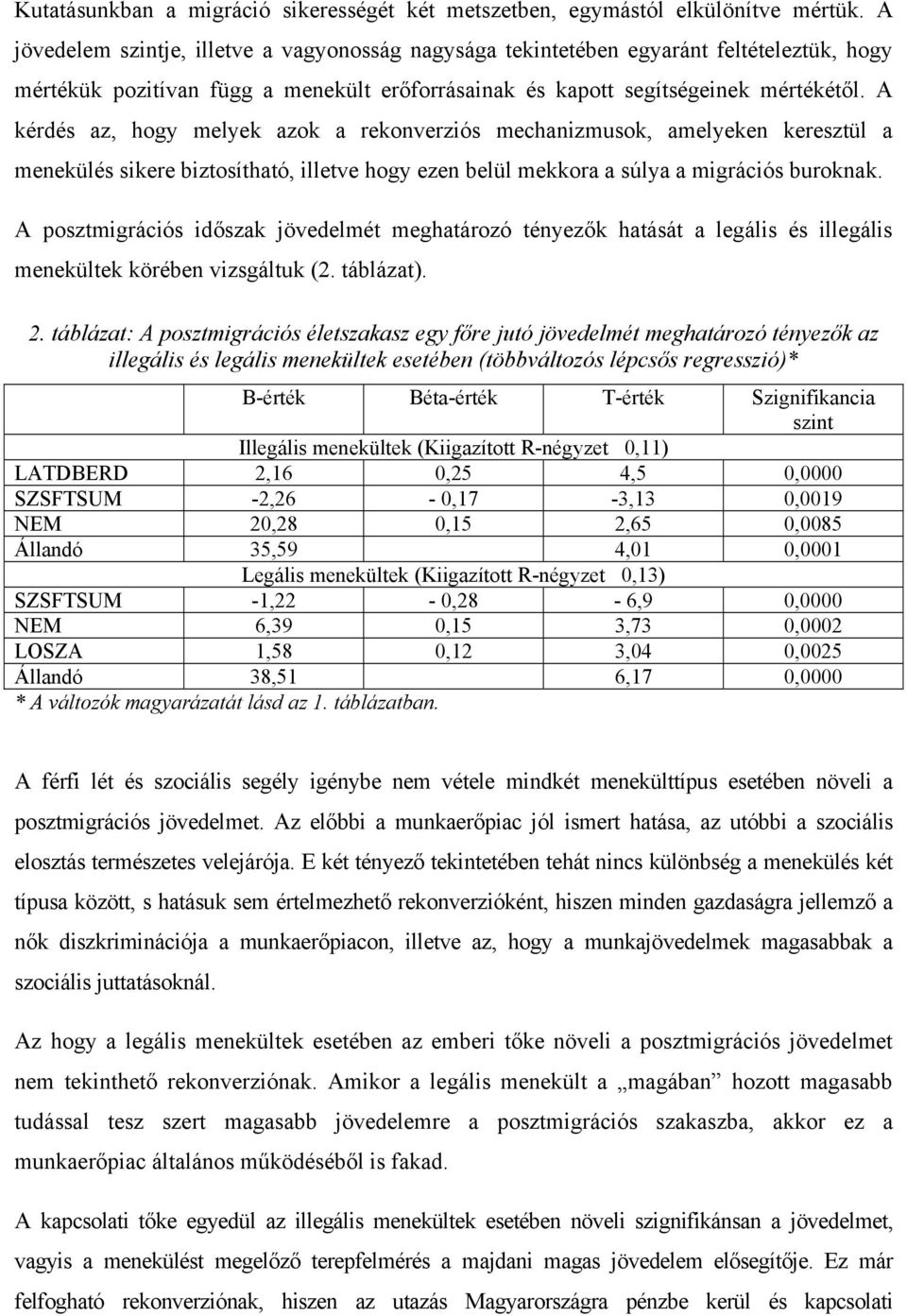 A kérdés az, hogy melyek azok a rekonverziós mechanizmusok, amelyeken keresztül a menekülés sikere biztosítható, illetve hogy ezen belül mekkora a súlya a migrációs buroknak.