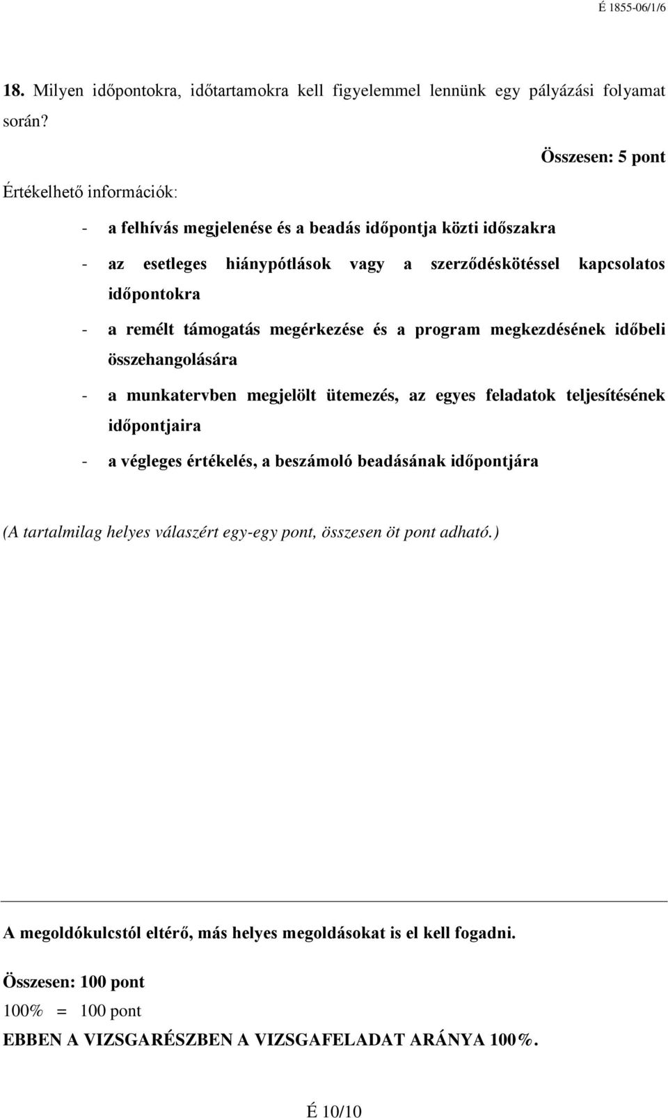 megérkezése és a program megkezdésének időbeli összehangolására a munkatervben megjelölt ütemezés, az egyes feladatok teljesítésének időpontjaira a végleges értékelés, a