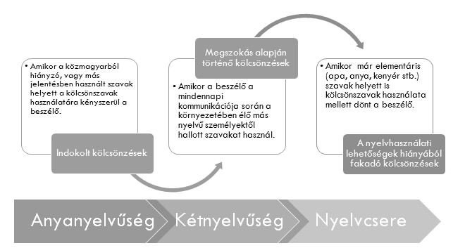 3. ábra: A kölcsönszavak használata és a nyelvi folyamatok összefüggései Saját szerkesztés Az egyes nyelvhasználati színterek keleti szláv kölcsönszavai Kölcsönszavakat a kárpátaljai magyar