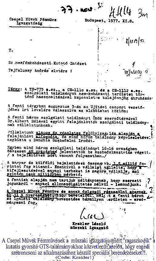 P N 191175 P8100883 Tejfalussy András Berendezés hõmérséklet gradiens létrehozására hagyományos hõkezelõ kemencében végzett gradiens hõkezeléshez P N 181604 P8101443 Tejfalussy András Eljárás és