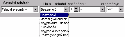 9.4. Félévközi számonkérések értékelése A korábban megadott feladatok alapján a hallgatók elért eredményeit a NEPTUN-ban lekérhető táblázatba lehet beírni.