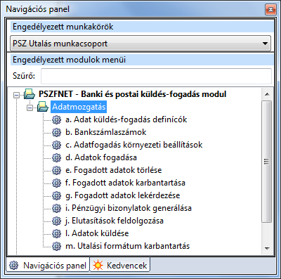 1.2 Utalási csomagok paramétereinek és útvonalainak beállítása A BANKI ÉS POSTAI