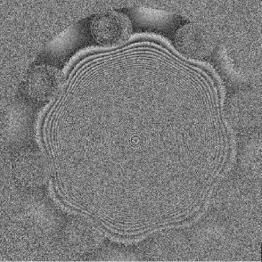 a. b. 3.5-9. ábra: Rekonstruált interferogramok fázistérképe a 4x4-es interlace módszer alkalmazásával. A tárgyfelület elmozdulása középen 5 µm (a.) és 20 µm (b.) volt.