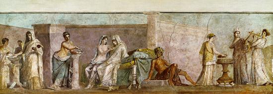 Festészet Aldobrandini menyegző néven ismert freskótöredék A freskó egy menyegzői jelenetet