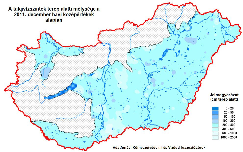 Havi átlagos talajvízállás a talajfelszíntől mérve Talajvízkút December Helye Mélysége Sokévi Tárgyévi Eltérés a sokévitől Drávaszabolcs 572 207 274-67 Lad-Gyöngyöspuszta 568 405 385 20 Mike 947 401