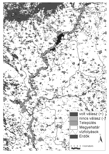 3. térkép: Megállási helyek a Borsodi-mezôségben 2005. tavaszán Map 3. Vocalization points in the Borsodi-mezôség in the spring of 2005 4.