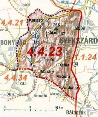2 8. ábra: Bonyhád kistájon belüli elhelyezkedése (forrás: Magyarország Kistájainak Katasztere) 2 9.