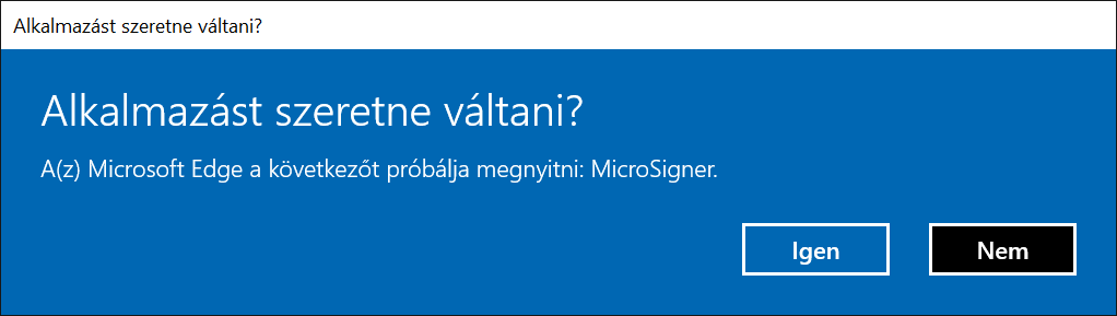 3.2 Mozilla Firefox A fent látható panelen jelölje ki a MicroSigner-t, majd kattintson a Hivatkozás megnyitása gombra. 3.