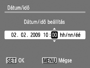 A dátum és az idő beállítása A Dátum/idő beállítási képernyő megjelenik a készülék első bekapcsolásakor.