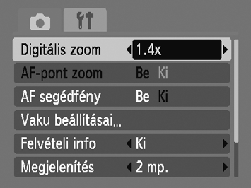 A téma nagyítása (Digitális zoom) A digitális zoom használata esetén a fókusztávolság 37 és 488 mm között lehet (a 35 mm-es filmes gépeknek megfelelően).