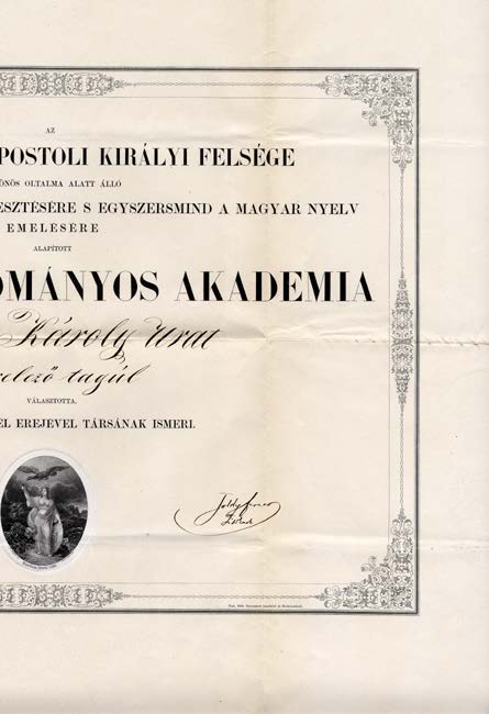 Az Akadémia hivatalos levele levelező taggá