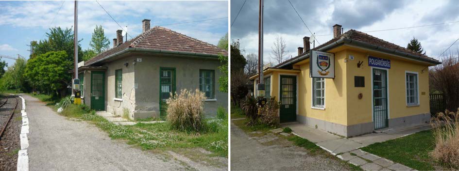 Barnamezők Magyarországon Tüskésrét, a PAC-pálya, a Bajcsy-laktanya, a hirdi vasútállomás (109. ábra), a Szent Mihály Ház és a volt ÖMV benzinkút a bőrgyár közelében.