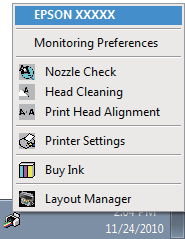 A nyomtató-illesztőprogram használata (Windows) Tipp: Ha kiválasztja a Shortcut Icon (Parancsikon) lehetőséget a Monitoring Preferences (Figyelési beállítások) részben, akkor a Segédprogram