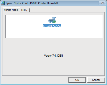 A nyomtató-illesztőprogram használata (Windows) A nyomtatóillesztő eltávolítása D Válassza a célnyomtató ikont, majd kattintson az OK gombra.