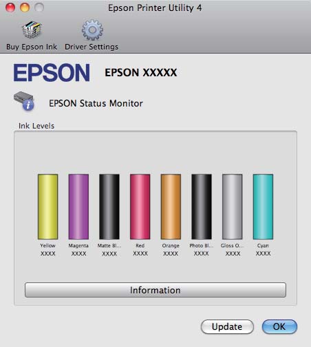 A nyomtató-illesztőprogram használata (Mac OS X) EPSON Status Monitor Lehetővé teszi, hogy a számítógép képernyőjén ellenőrizze a nyomtató állapotát, pl.