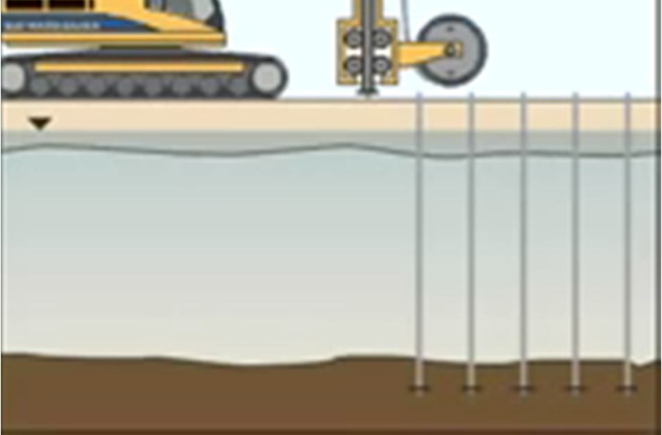 Függőleges szalagdrének 56 20-30 m magas vezetőszerkezet excavátorra erősítve