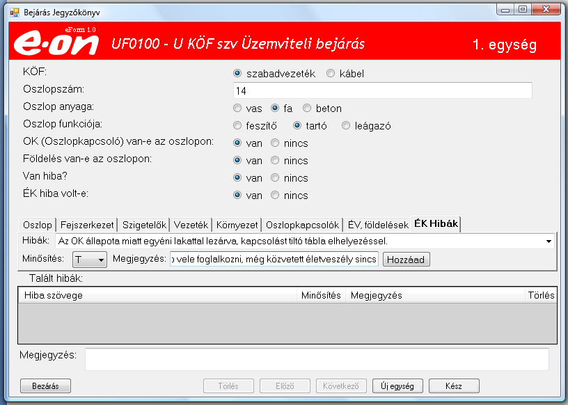 EHU EForm rendszer I.- szerelői kliens EHU EForm rendszer I.