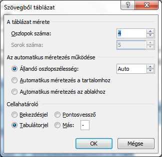 A minta alapján látszik, hogy egy 5 soros 4 oszlopos táblázatba kell a forrás tartalmat a megfelelő cellákba áthelyezni.