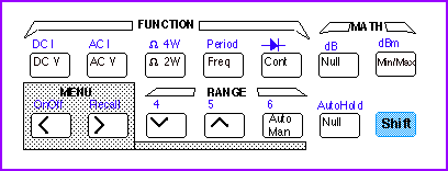 DMM - Front panel FUNCTION ( default sate: DC V ) RANGE (Auto/Man ), DIGITS ( Shift 6/5/4; masking: < > ), TRIGger ( Auto ) Connection Hi (red) *
