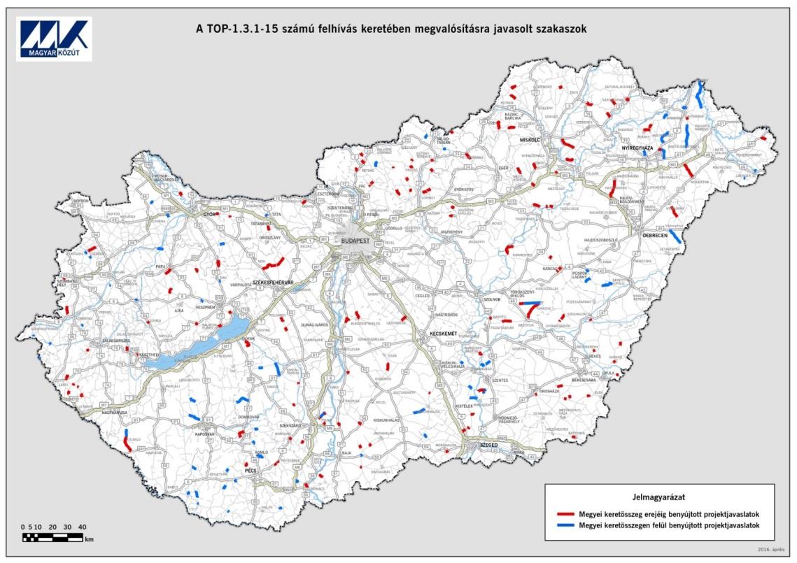 Terület- és Településfejlesztési Operatív Program (TOP) keretében megvalósuló útfelújítások 1. TOP-1.3.