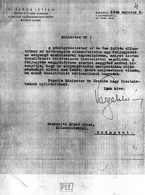 3.sz. melléklet Varga István: Feljegyzések az adópengő