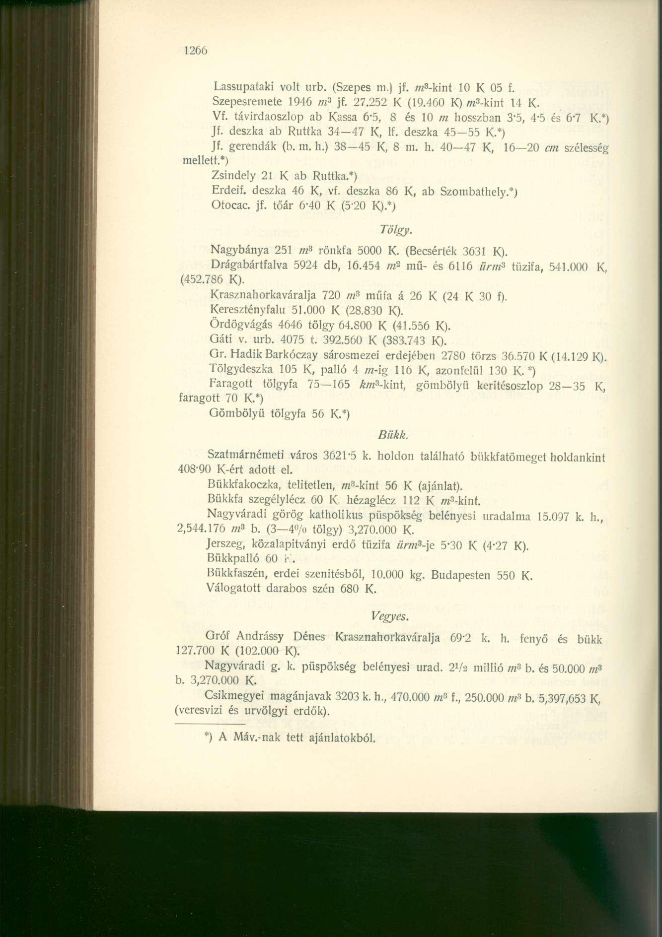 1266 Lassupataki volt urb. (Szepes m.) jf. /// 3 -kint 10 K 05 f. Szepesremete 1946 m s jf. 27.252 K (19.460 K) m 3 -kint 14 K. Vf. távirdaoszlop ab Kassa 6-5, 8 és 10 m hosszban 3*5, 4-5 és 6-7 K.