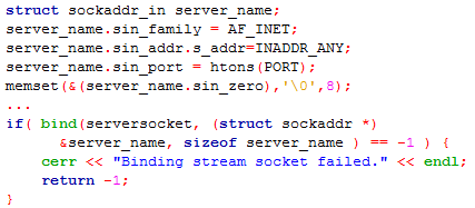 Példa UDP szerver SZERVER OLDALI ALKALMAZÁS A datagram socket létrehozása (socket() hívás ) Helyi címzés az alkalmazás