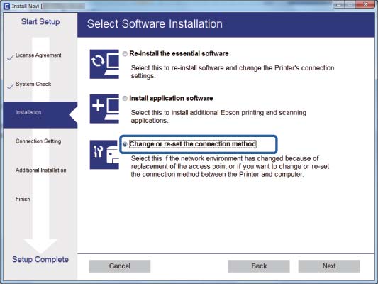 Hálózati beállítások Windows Válassza a Csatlakozási módszer módosítása vagy újrabeállítása
