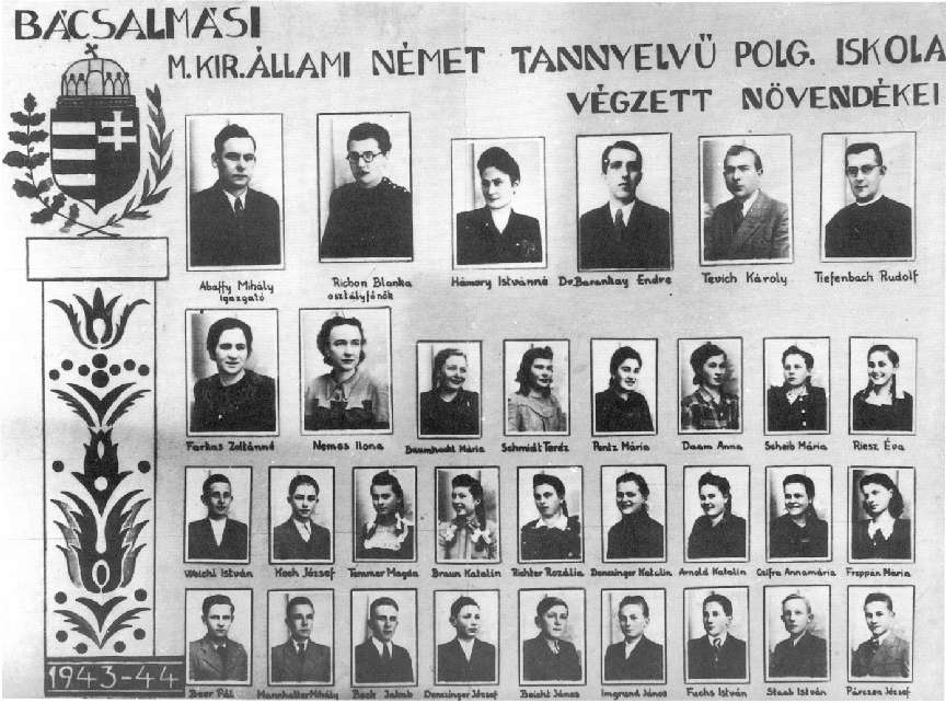 A német tannyelvű polgári iskola 1944-ben végző tanulói 5. SZAKOKTATÁS 5/a Községi iparostanonc iskola Az Ipartestület 1907.