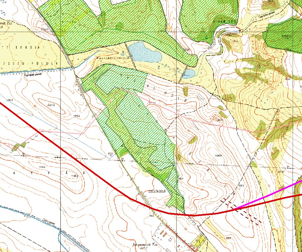 16. ábra: Tatárszállási-dombok és környezete HUDI20039 32 km 32 km HUDI20039 Tatárszállási-dombok 31 km 31 km Piliscsév 30 km 30 km 1 A Jelmagyarázat: Nyomvonalváltozatok: "A" piros, "1" ciklámen