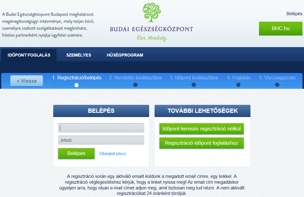 AZ ONLINE ÜGYFÉLSZOLGÁLATI RENDSZER ELÉRÉSE http://www.bhc.