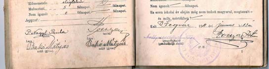 Az alapfokú iskolai oktatásban használt egyes nyomtatványok Állami Elemi Népiskolai Értesítő Könyvecske 1910/11. tanévből.