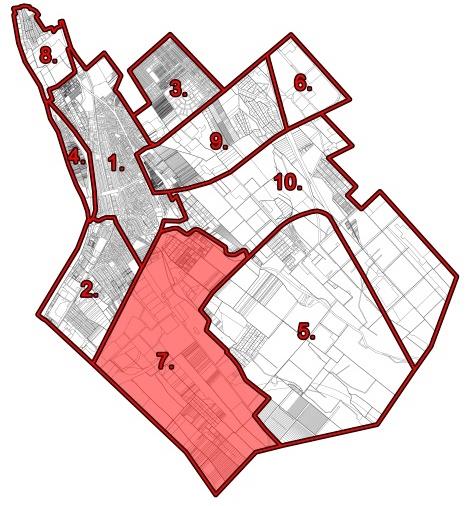 7. városrész: Logisztikai és gazdasági térség A logisztikai és gazdasági térség összetett terület, ahol elsődlegesen a gazdasági funkció dominál és ahol a kerület még nagy fejlesztési lehetőséggel