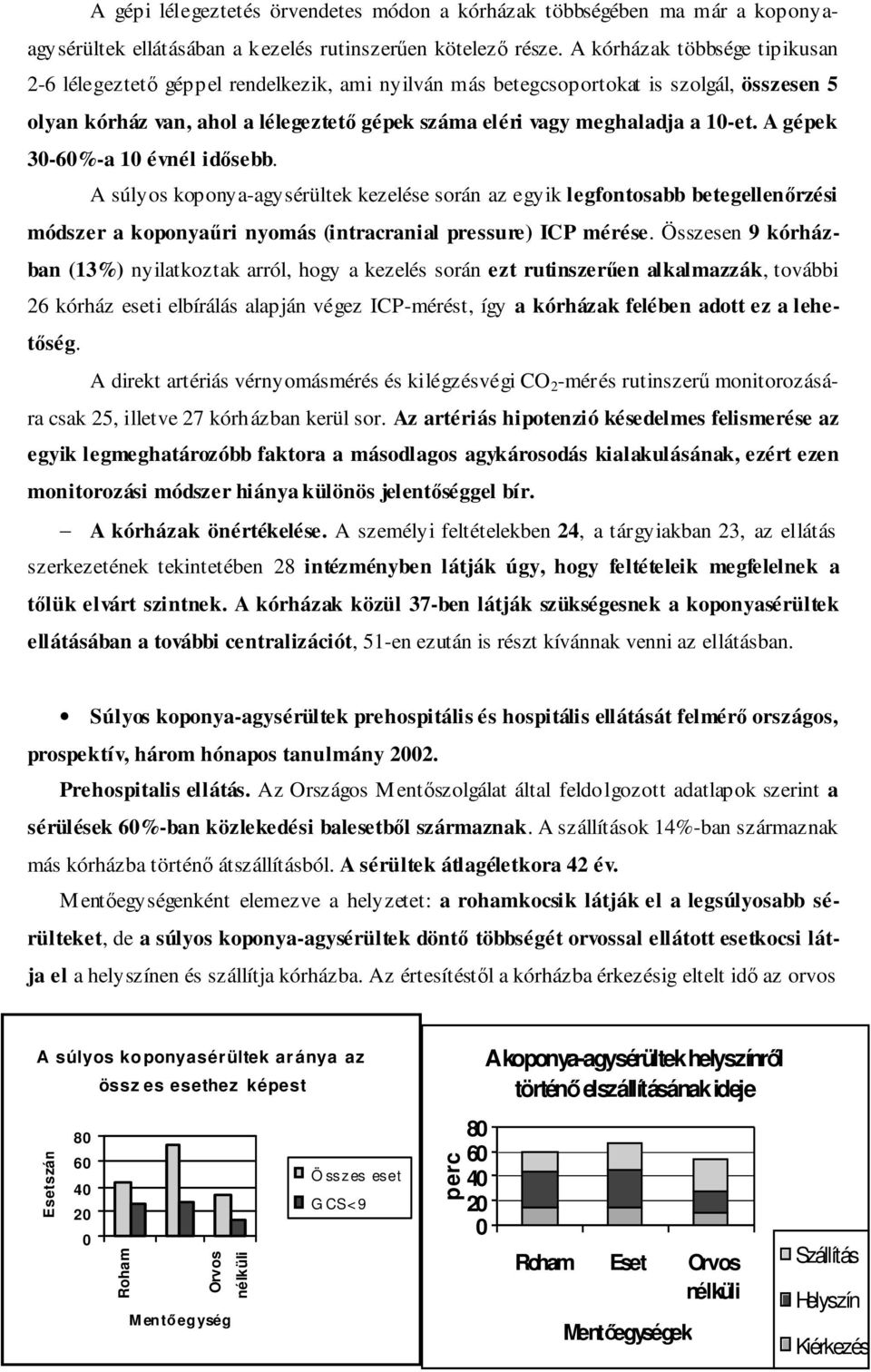10-et. A gépek 30-60%-a 10 évnél idısebb. A súlyos koponya-agysérültek kezelése során az egyik legfontosabb betegellenırzési módszer a koponyaőri nyomás (intracranial pressure) ICP mérése.