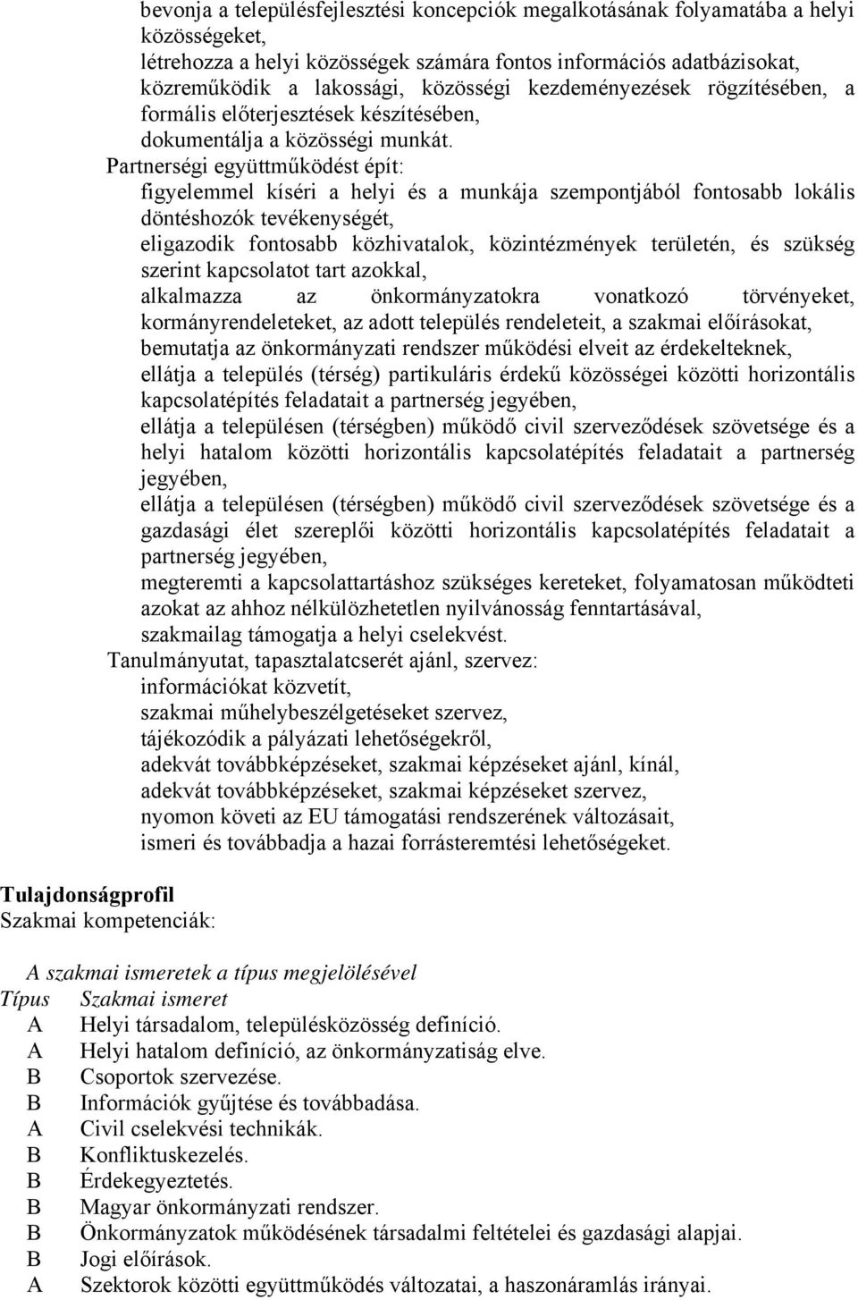 Partnerségi együttműködést épít: figyelemmel kíséri a helyi és a munkája szempontjából fontosabb lokális döntéshozók tevékenységét, eligazodik fontosabb közhivatalok, közintézmények területén, és