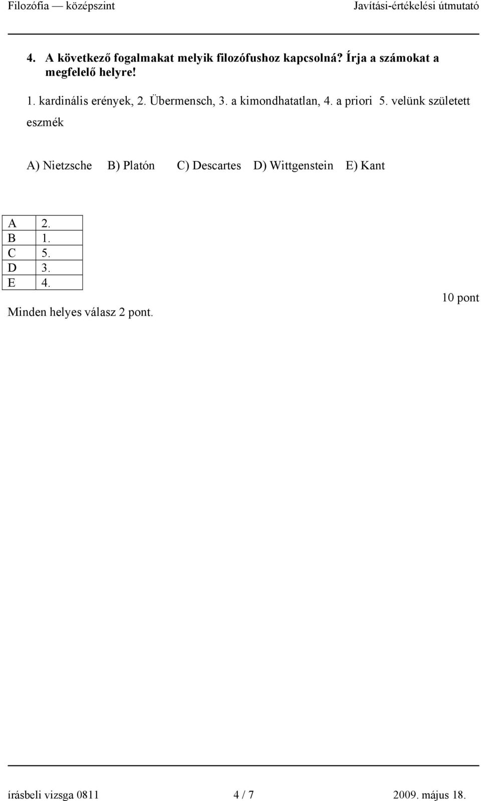 a kimondhatatlan, 4. a priori 5.