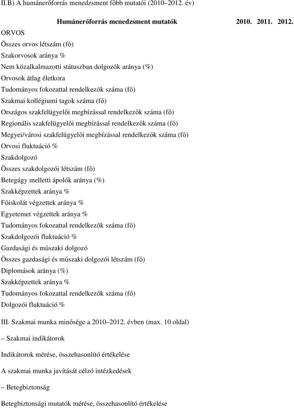 ORVOS Összes orvos létszám (fı) Szakorvosok aránya % Nem közalkalmazotti státuszban dolgozók aránya (%) Orvosok átlag életkora Tudományos fokozattal rendelkezık száma (fı) Szakmai kollégiumi tagok