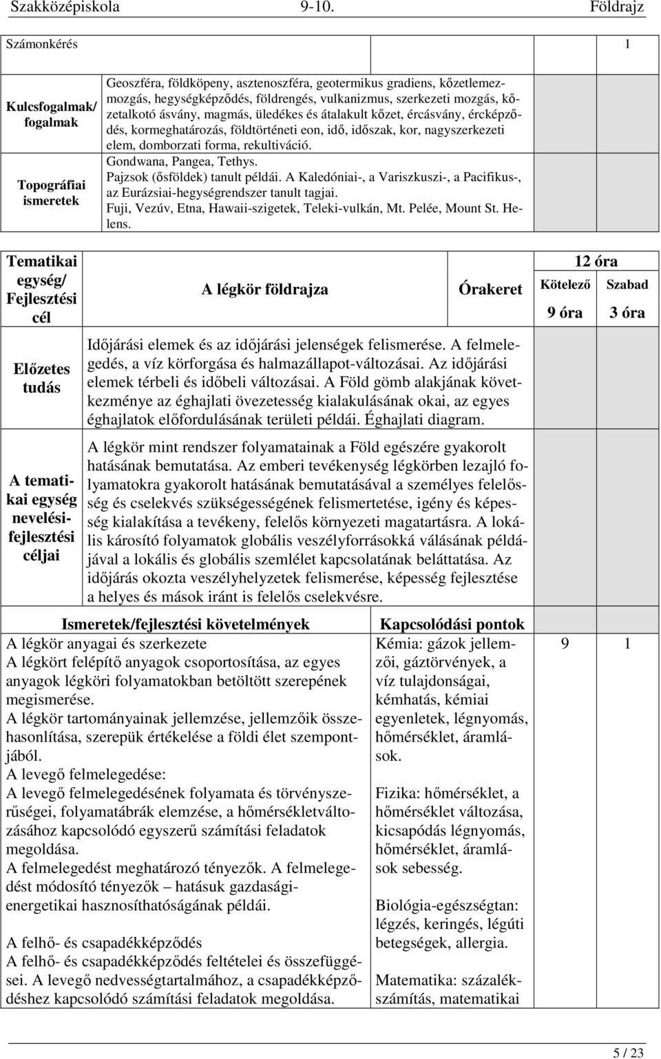 Gondwana, Pangea, Tethys. Pajzsok (ősföldek) tanult példái. A Kaledóniai-, a Variszkuszi-, a Pacifikus-, az Eurázsiai-hegységrendszer tanult tagjai.