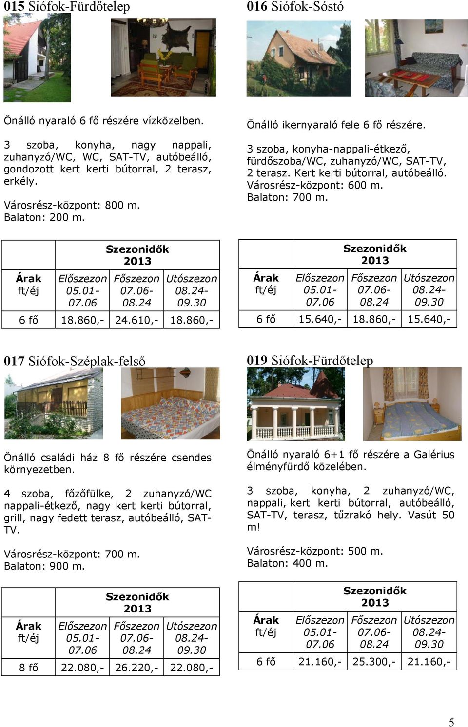 Városrész-központ: 600 m. Balaton: 700 m. - - 6 fő 18.860,- 24.610,- 18.860,- - - 6 fő 15.640,- 18.860,- 15.