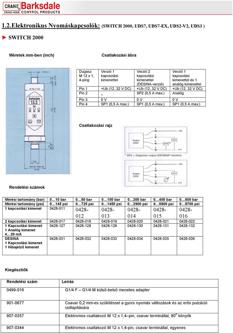 ) Analóg Pin 3 0 V 0 V 0 V Pin 4 SP1 (0,5 A max.) SP1 (0,5 A max.