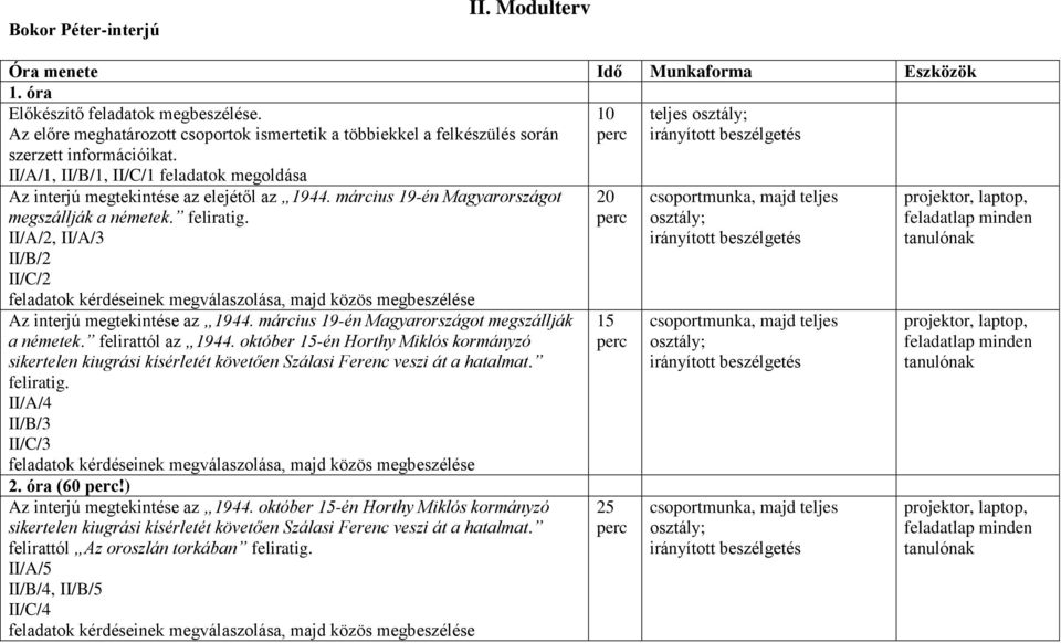 II/A/2, II/A/3 II/B/2 II/C/2 Az interjú megtekintése az 1944. március 19-én Magyarországot megszállják a németek. felirattól az 1944.