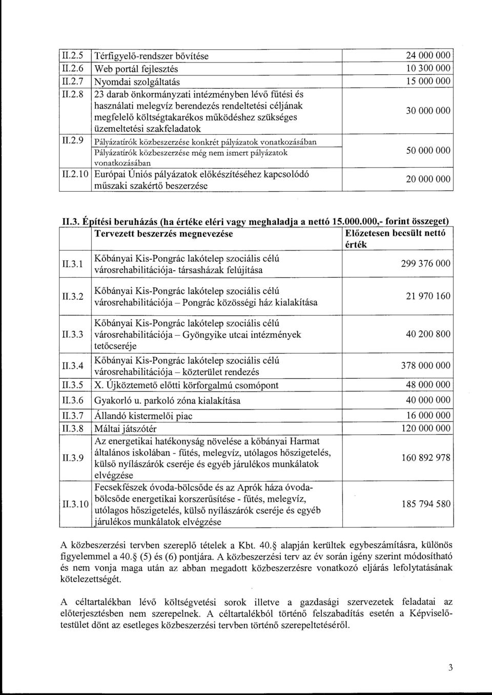 3. E ~itesi beruházás (ha e eléri vagy meghaladja a netto ' 15 OOO OOO - f ormt. osszege t) ' II.3.1 városrehabilitációja-társasházak felújítása 299 37