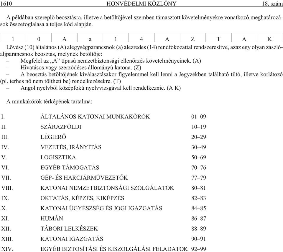 típusú nemzetbiztonsági ellenõrzés követelményeinek. (A) Hivatásos vagy szerzõdéses állományú katona.