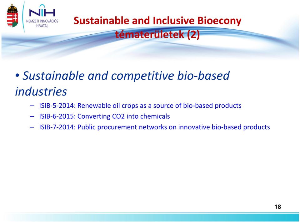 source of bio-based products ISIB-6-2015: Converting CO2 into chemicals