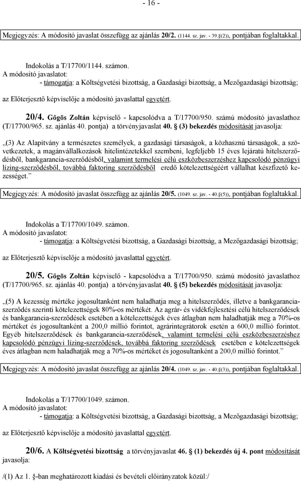 pontja) a törvényjavaslat 40.